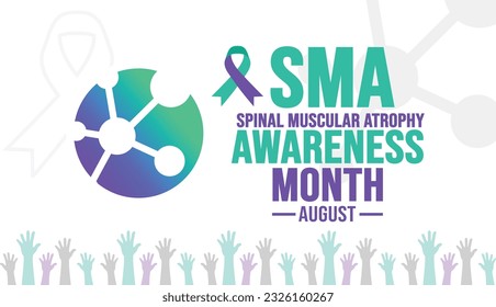 August is Spinal Muscular Atrophy sma Awareness Month background template. Holiday concept. background, banner, card, and poster design template with ribbon, text inscription and standard color.