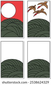 August sticker hanafuda icon set