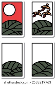 Agosto adesivo mini conjunto de ícone hanafuda