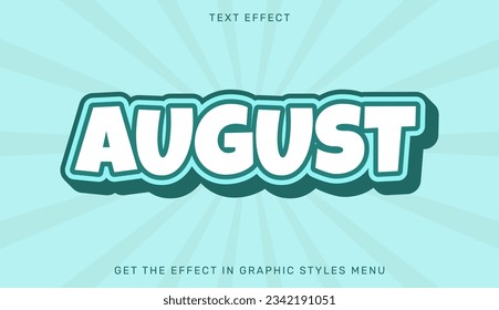 August text effect template in 3d design. Text emblem for advertising, branding, business logo