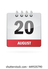 August Twenty. Calendar Icon