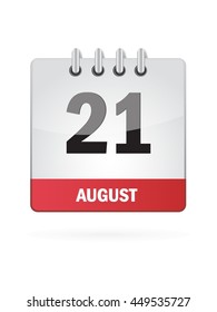 August Twenty One. Calendar Icon