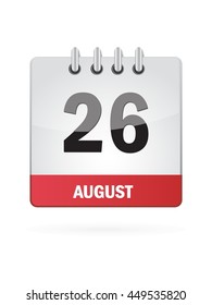 August Twenty Six. Calendar Icon