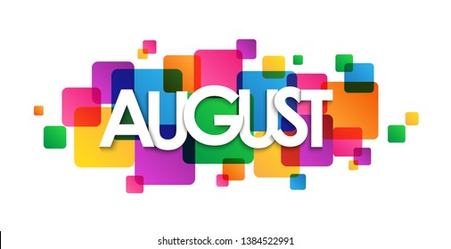 August Typography Banner Colorful Squares Stock Vector (Royalty Free ...