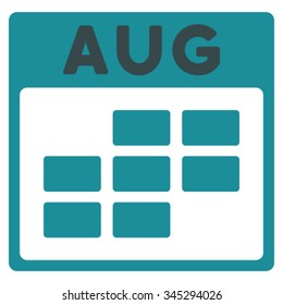 August vector icon. Style is bicolor flat symbol, soft blue colors, rounded angles, white background.
