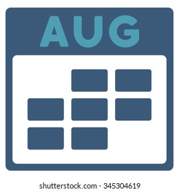 August vector icon. Style is bicolor flat symbol, cyan and blue colors, rounded angles, white background.