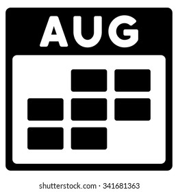 August vector icon. Style is flat symbol, black color, rounded angles, white background.
