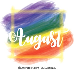 August watercolour brush vector. Colour splashes. Vibrant art. Template for sticker, t-shirt, banner, poster, advertisement etc.