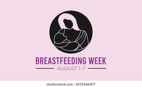 August is World Breastfeeding Week. Vector template Design for banner, greeting card, poster, prints, social media post ,flyer , T shirt with background