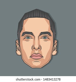 August,2019 : Portrait Of Eminem In Symmetrical Style