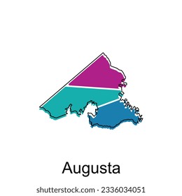 Augusta City Georgia map vector illustration  vector template and outline graphic sketch style isolated white background