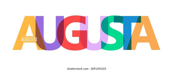 AUGUSTA. Lettering on a white background. Vector design template for poster, map, banner. Vector illustration.