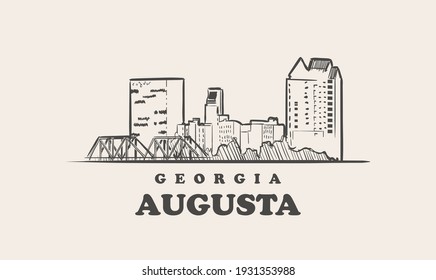 Augusta skyline  georgia  Augusta hand drawn sketch