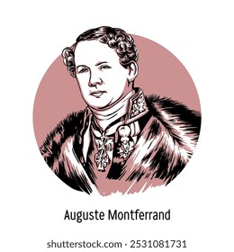 Auguste Montferrand es uno de los arquitectos más famosos de San Petersburgo de la era del clasicismo. Diseñó la Columna de Alejandro y el templo más grandioso de Rusia. Vector dibujado a mano ilustrati