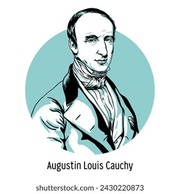 Augustin Louis Cauchy - französischer Mathematiker und Mechaniker, Mitglied der Pariser Akademie der Wissenschaften und der Royal Society of London. Handgezeichnete Vektorgrafik