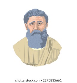 Augustine (354 - 430) Christian philosopher and theologian. Augustine was declared Doctor of the Church by Pope Bonifacius VIII in 1295. Vector illustration portrait.