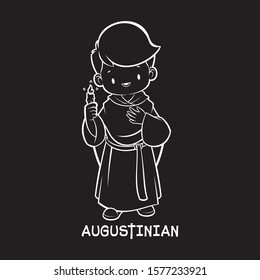 Augustinian Cartoon holding a candle with saint augustin habit svg