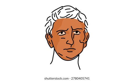 Augustus portrait, color vector illustration