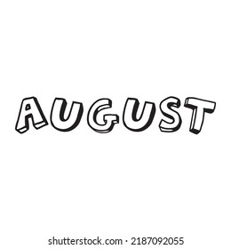 Auguts month written vector, hand drawn