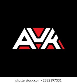 AUK triangle letter logo design with triangle shape. AUK triangle logo design monogram. AUK triangle vector logo template with red color. AUK triangular logo Simple, Elegant, and Luxurious design.