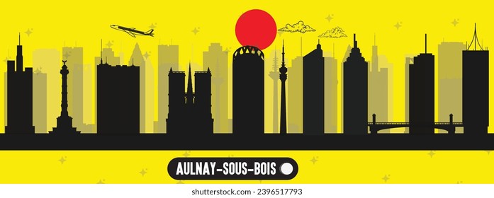  Aulnay sous Bois , France beautiful skyline vector illustration