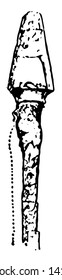 Aulos Mouthpiece was an ancient Greek wind instrument, vintage line drawing or engraving illustration.