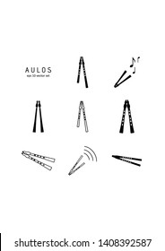Aulos - vector icon set. Symbol for web, infographics, print design and mobile UX/UI kit. Vector illustration, EPS10.