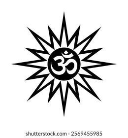 aum hindu religion black silhouette sign on white background