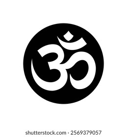 aum hindu religion sign black silhouette on white background