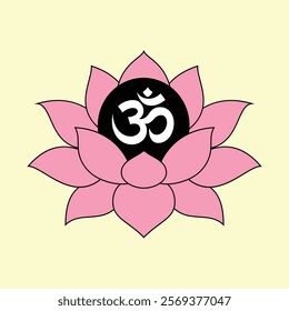 aum hindu religion sign in pink lotus