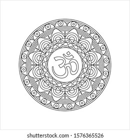 Aum The Holy Motif, Monoline Style, Single Stroke Width Vector Art Illustration