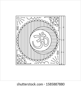 Aum The Holy Motif, Monoline Style, Single Stroke Width Vector Art Illustration