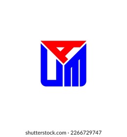 Diseño creativo del logotipo de letra AUM con gráfico vectorial, logotipo AUM simple y moderno.