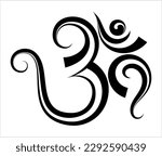 Aum (Om) The Holy Motif Calligraphic Style Vector Art Illustration
