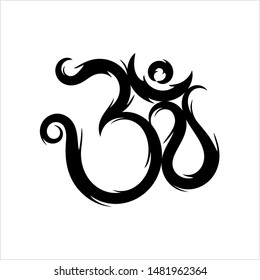 Aum (Om) The Holy Motif Calligraphic Style Vector Art Illustration