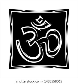 Aum (Om) The Holy Motif Calligraphic Style Vector Art Illustration