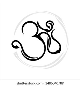 Aum (Om) The Holy Motif Calligraphic Style Vector Art Illustration