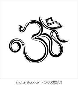 Aum (Om) The Holy Motif Calligraphic Style Vector Art Illustration