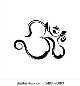 Aum (Om) The Holy Motif Calligraphic Style Vector Art Illustration