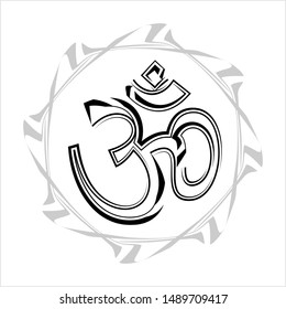 Aum (Om) The Holy Motif Calligraphic Style Vector Art Illustration