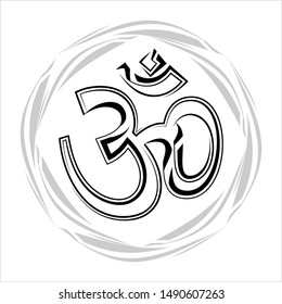 Aum (Om) The Holy Motif Calligraphic Style Vector Art Illustration