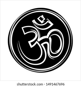 Aum (Om) The Holy Motif Calligraphic Style Vector Art Illustration