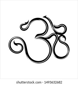 Aum (Om) The Holy Motif Calligraphic Style Vector Art Illustration