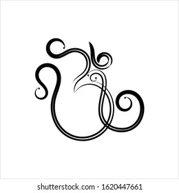 Aum (Om) El Sagrado Motif Estilo Caligráfico Vector Ilustración De Arte