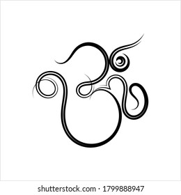 Aum (Om) The Holy Motif Calligraphic Style Vector Art Illustration