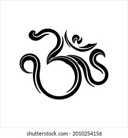 Aum (Om) The Holy Motif Calligraphic Style Vector Art Illustration