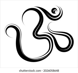 Aum (Om) The Holy Motif Calligraphic Style Vector Art Illustration