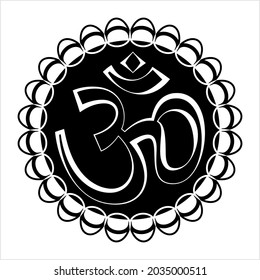 Aum (Om) The Holy Motif Calligraphic Style Vector Art Illustration