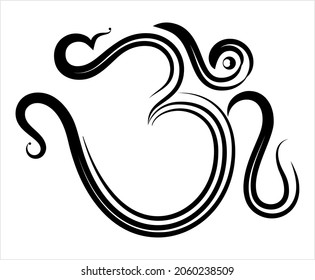 Aum (Om) The Holy Motif Calligraphic Style Vector Art Illustration