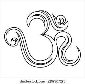 Aum (Om) The Holy Motif Calligraphic Style Vector Art Illustration